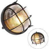 QAZQA Applique murale ronde industrielle noire IP44 - Noutica