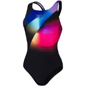 Speedo Placement Digital Powerback Swimsuit Noir UK 30 Femme