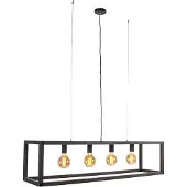 QAZQA Suspension industrielle noire 4 lumières - Big Cage