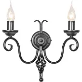 Elstead Lighting Harlech Applique murale E14 double noir, Made in UK (E14, IP20)