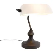 QAZQA Lampe de notaire classique noire avec verre opale - Banker