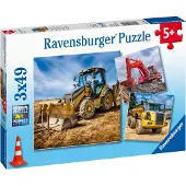 Ravensburger - Puzzle sur les machines de construction au travail, 3x49pcs.