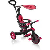 Globber EXPLORER TRIKE 4in1 - Poussette, tricycle et vélo d'exercice, 10/8,5 pouces, siège TPR, hauteur réglable, rouge