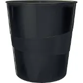Leitz corbeille à papier wow, en plastique, 15 litres, noir noir