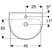 Geberit Renova lave-mains, 1 trou de robinetterie, sans trop-plein, largeur : 50cm (400 mm, 500 mm)