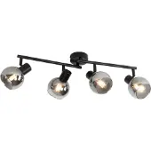 QAZQA Plafonnier Art déco noir avec verre fumé 4 lumières - Vidro