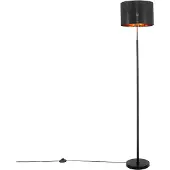 QAZQA Lampadaire moderne noir avec or rond - VT