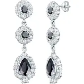 Elli PREMIUM Boucles d'oreilles 'Tropfen' noir / argent / blanc