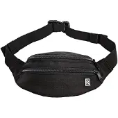 BlackRapid Hommes, Sac banane, Sac de hanche noir (fermeture éclair / sangle réglable), Noir