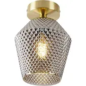 QAZQA Plafonnier Art déco en laiton avec verre fumé - Karce