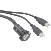 TRU COMPONENTS Adaptateur USB 2.0 2 x USB femelle type A vers 2 x USB mâle type A avec 60 cm de câble TRU COMPONENTS USB-06-BK 1229322