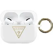 GUESS Guacaplstlwh Airpods Pro Coverbiały/White Silicone Triangle Logo