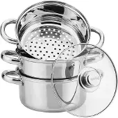KINGHOFF Cuisinier à Vapeur 3,1L KH-3321 Acier Inoxydable 20cm