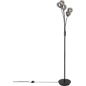 QAZQA Lampadaire moderne noir 5 lumières avec verre fumé - Athènes