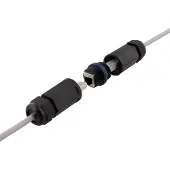 Deltaco waterproof coupler 2x Cat6 RJ45 jacks shielded IP67 black, Câble d'alimentation, Noir