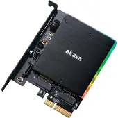 Akasa Carte adaptateur M.2 PCIe et M.2 SATA SSD avec lumière RGB et dissipateur thermique
