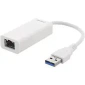 Deltaco Carte réseau USB3-GIGA4 Ethernet (RJ45 (1x)), Adaptateur réseau, Blanc