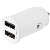 Deltaco Chargeur de voiture 2xUSB-A 12W - Blanc, Adaptateur pour véhicule, Blanc