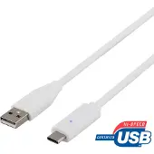Deltaco Câble USB, type C pour type A, 1m, blanc (1 m, USB 2.0, 10 W)