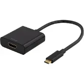 Deltaco USBC-HDMI8 Adaptateur graphique USB Noir (HDMI, 4.30 cm), Adaptateur données + vidéo, Noir