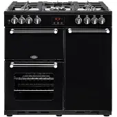 Belling Piano de cuisson gaz 5 feux 3 fours électriques - - PKENS90DFBLK -