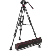 Manfrotto 504x Ball Head And Twin Aluminium Tripod And Central Stabilizer Noir
