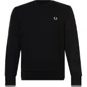 Fred perry pour homme. M7535 Sweat à col ras du cou noir (M), Casuel, Coton