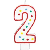Amscan Bougie 2 - 13,3 Cm - Blanc Et Pois