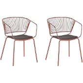 Beliani Lot de 2 chaises de salle à manger, structure en fil métallique cuivré, assise en similicuir, style glam industriel
