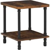Beliani Table De Chevet Effet Bois Foncé Et Noire Veril