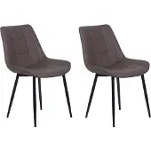 Beliani Lot de 2 chaises de salle à manger Cuir artificiel brun foncé Pieds en fer noir Chaises modernes rembourrées
