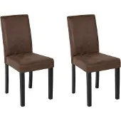 Beliani Lot de 2 chaises de salle à manger en similicuir marron, rembourrées, style rétro, pour salle à manger