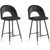 Beliani Ensemble de 2 chaises de bar velours noir Falton Lumarko