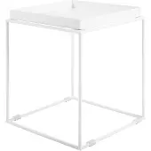 Beliani Table à tiroirs blanche 40 x 40 cm avec revêtement en poudre métallique, carrée, minimaliste, moderne