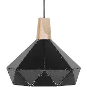 Beliani Suspension en métal noir et bois avec clochette en forme de cloche, motif perforé, style vintage élégant et usé