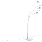 Beliani Lampadaire métal argenté 210 cm base en marbre avec abat-jour réglable long câble avec interrupteur lampe à arc look industriel