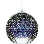 Beliani Suspension en verre argenté avec abat-jour sphérique Effet feu d'artifice 3D Style scandinave pour salon salle à manger