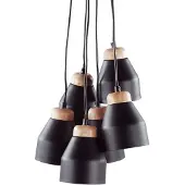 Beliani Lampe pendante 6 abat-jour métal noir Cestos