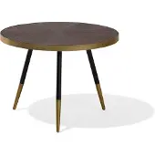 Beliani Table basse en frêne foncé noir pieds dorés trépied repose-pieds forme ronde style rétro moderne salon