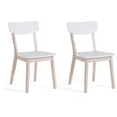 Beliani Lot de 2 chaises blanches, pieds en bois pour salle à manger, style minimaliste scandinave