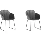 Beliani Ensemble de 2 chaises de salle à manger, plastique noir, pieds en métal noir, moderne