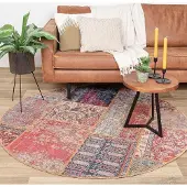 FRAAI Tapis patchwork rond - Moods Rustique No. 16 | Ø 115cm | Rond | Tissage plat