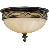 Elstead Lighting Plafonnier rond Drawing Room noyer-écru 3xE27x60W métal, dimensions : 22,9 x 35,6 x 35,6 cm, IP20, Feiss