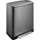 EKO - E-Cube Recycling Poubelle à pédale 28+18 litres - Stainless steel Plastic - Noir Acier