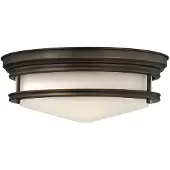 HINKLEY Plafonnier rond Hadley, finition huilée brun-blanc, 3xE27x40W, métal, dimensions : 14x35,6x35,6 cm, IP44,