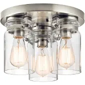 Kichler Plafonnier Elstead Brinley E27 à 3 lampes, nickel brossé