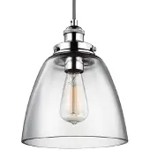 Elstead Lighting Suspension Baskin, nickel poli, 1xE27x60W, verre, dimensions : 210,2 x 22,8 x 22,8 cm, IP20, Feiss