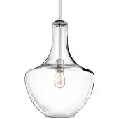 Kichler Suspension Everly chromée 1xE27x60W, verre, dimensions : 149,9 x 35 x 35 cm, IP20,