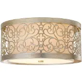 Elstead Lighting Plafonnier rond Arabesque, pétales patinés argent-crème, 2xE27x40W, métal, dimensions : 17,1 x 37,5 x 37,5 cm, IP20, Feiss