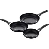 San Ignacio Set 3 Poêles Marine Noir Aluminium Pressé Antiadhésif -